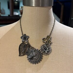 Premier Designs Intricate Floral Filigree Necklace - Silver Tone